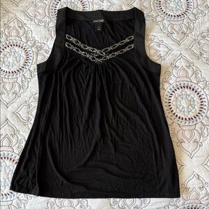 White House Black Market Black Tank Top with Silver Detail